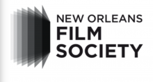 Black and white logo of the New Orleans Film Society. Shutter-like image of Black squares getting progressively darker.
