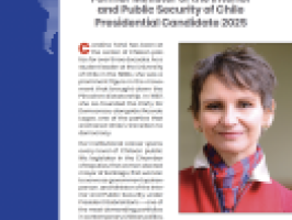 Event flyer: Carolina Tohá, former Chilean Minister & Presidential Candidate, smiling portrait.